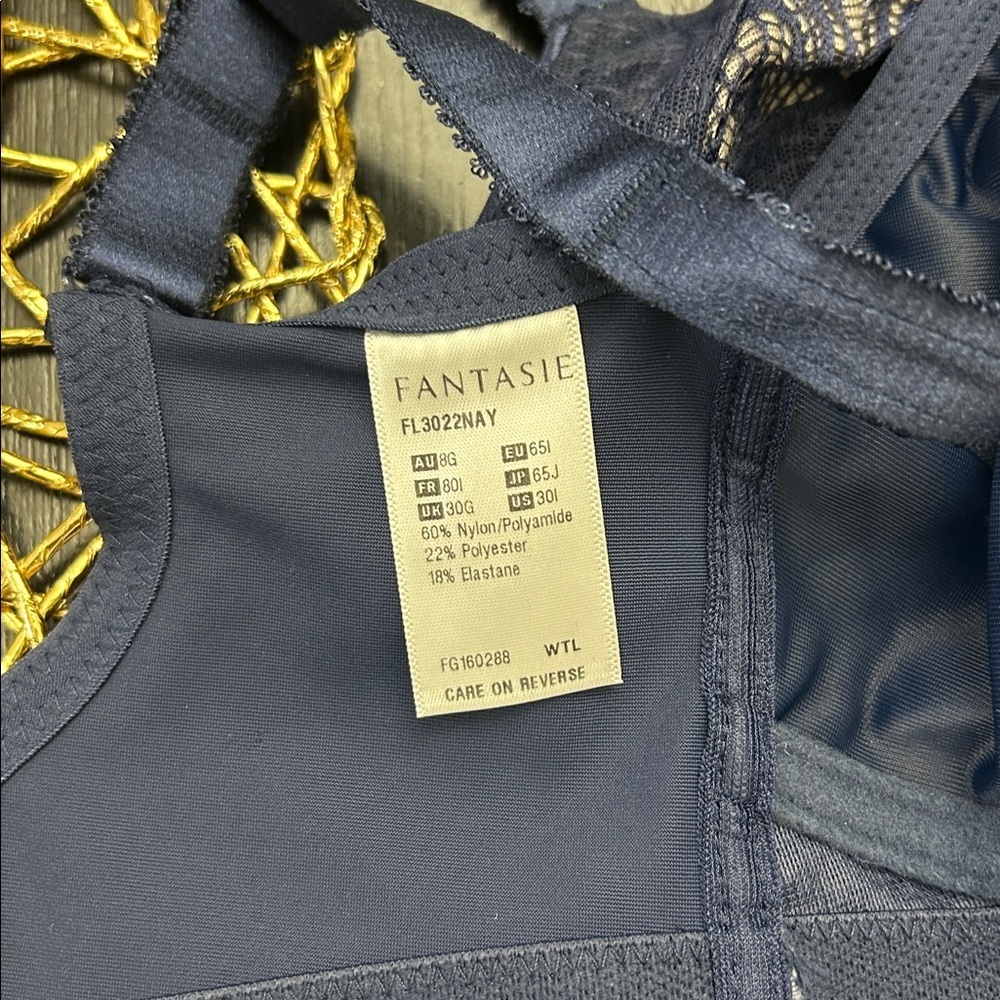NWT Fantasie Memoir Bra Full Cup Bra Lace Lingerie Navy Underwire 30I - Picture 5 of 6
